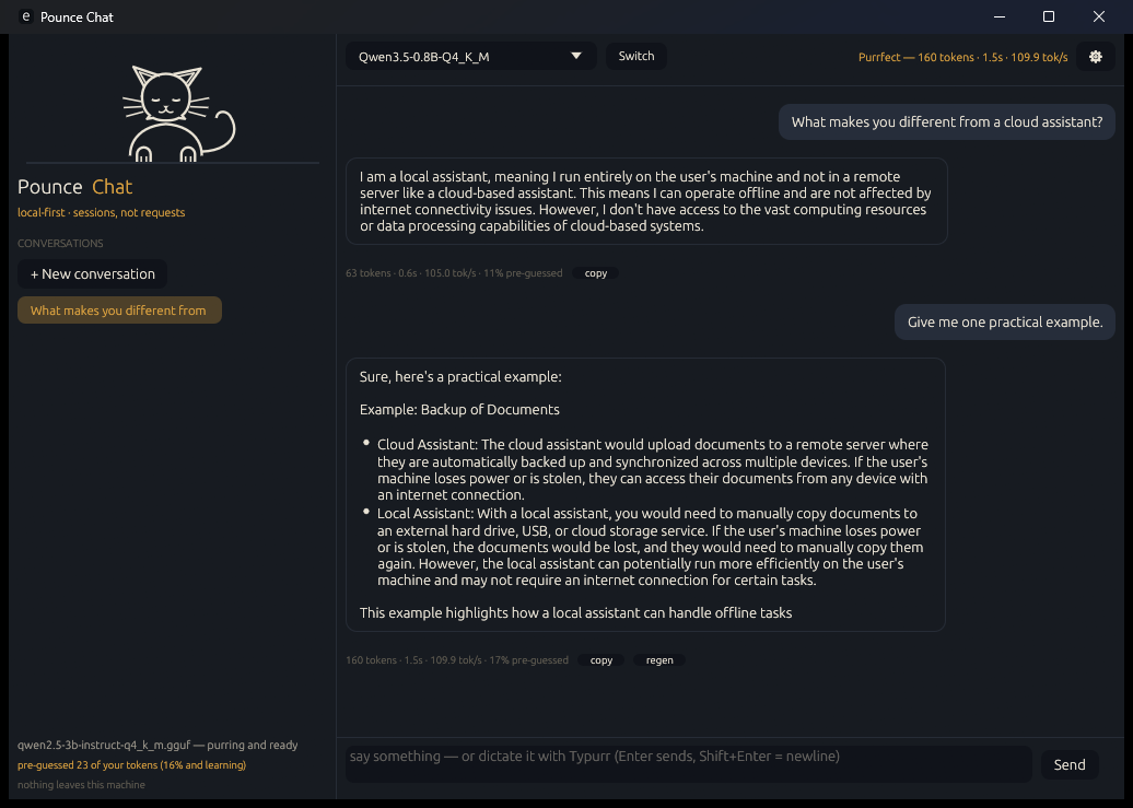 Pounce Chat window